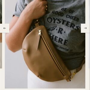 Classic Leather Crossbody Belt Bag in Tan
